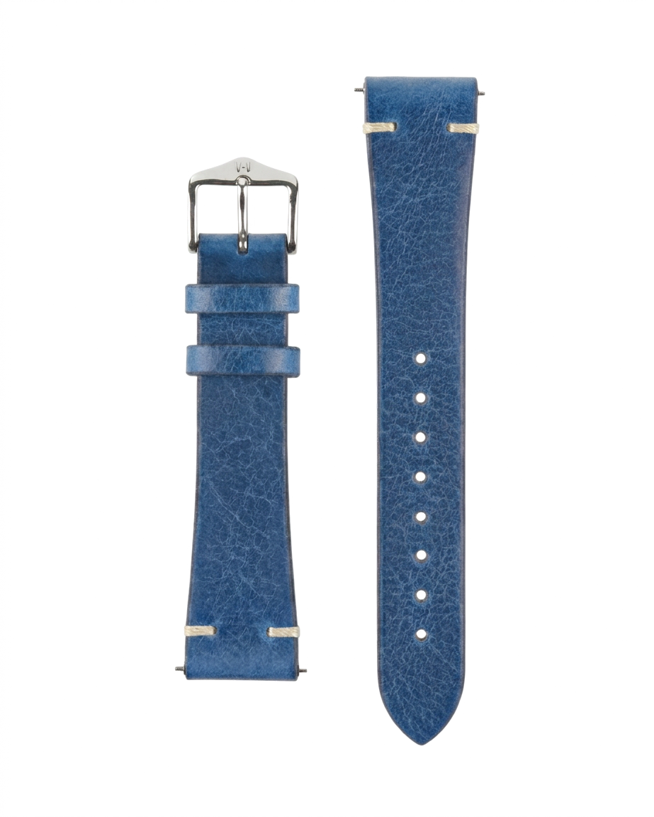 Blue leather watch strap