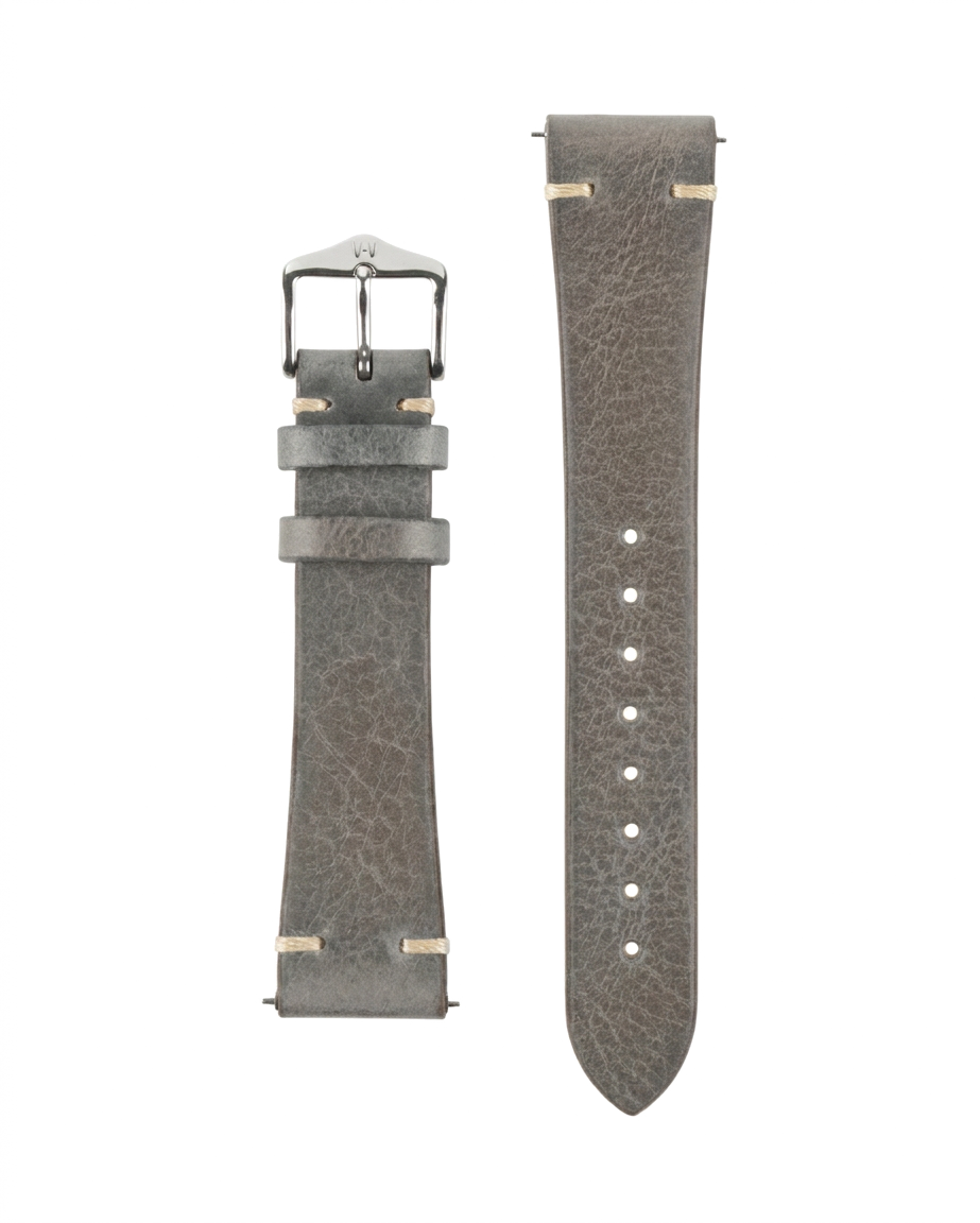 Gray leather watch strap