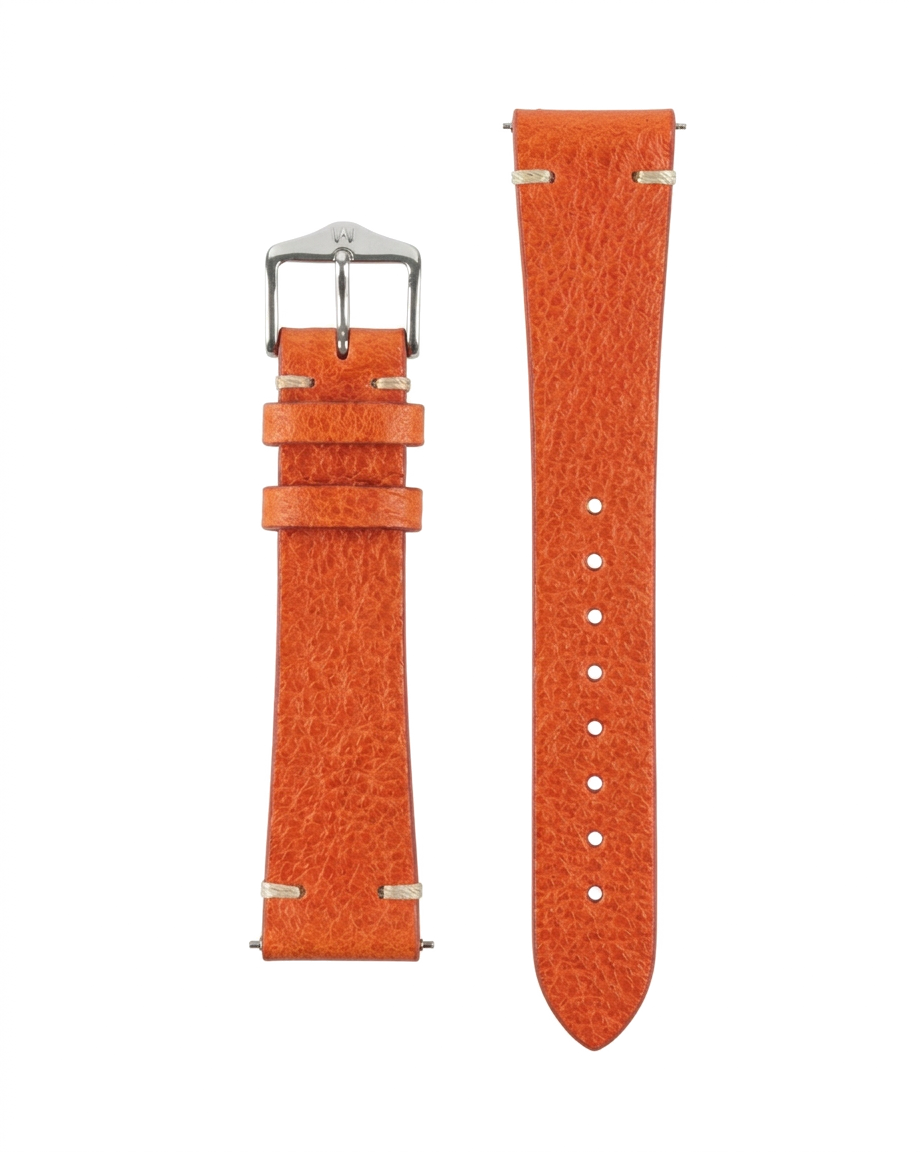 Orange leather watch strap