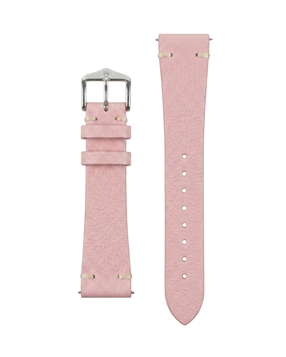 Pink leather watch strap