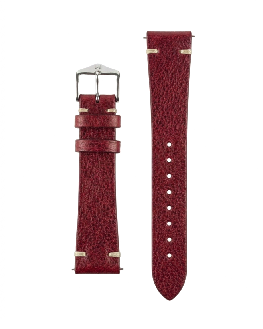 Red leather watch strap